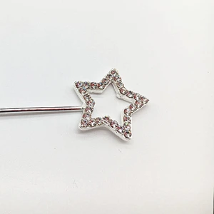 2019 charming silver plated crystal 2.5cm star shape rhinestone cake topper for child party wholesale