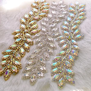 Decorative Crystal Rhinestone Wedding Dresses Applique Accessory Sew On Crystals AB Applique