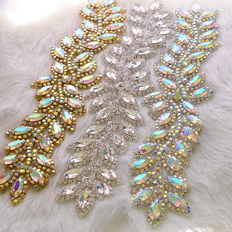 Decorative Crystal Rhinestone Wedding Dresses Applique Accessory Sew On Crystals AB Applique