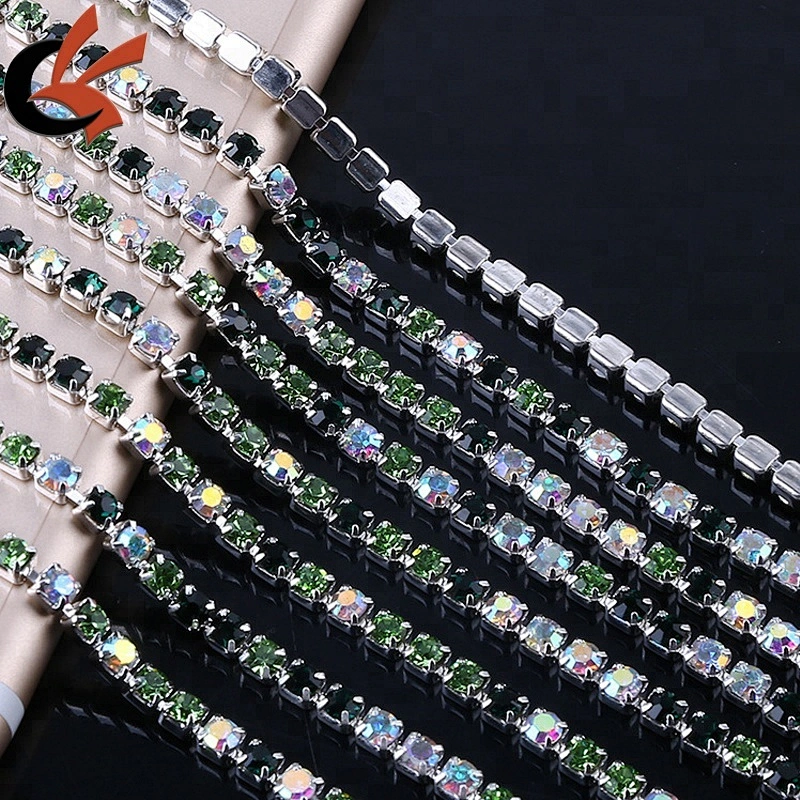 colorful rhinestone chain roll crystal rhinestone cup chain trimming
