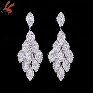 wholesale banquet silver cute rhinestone earrings