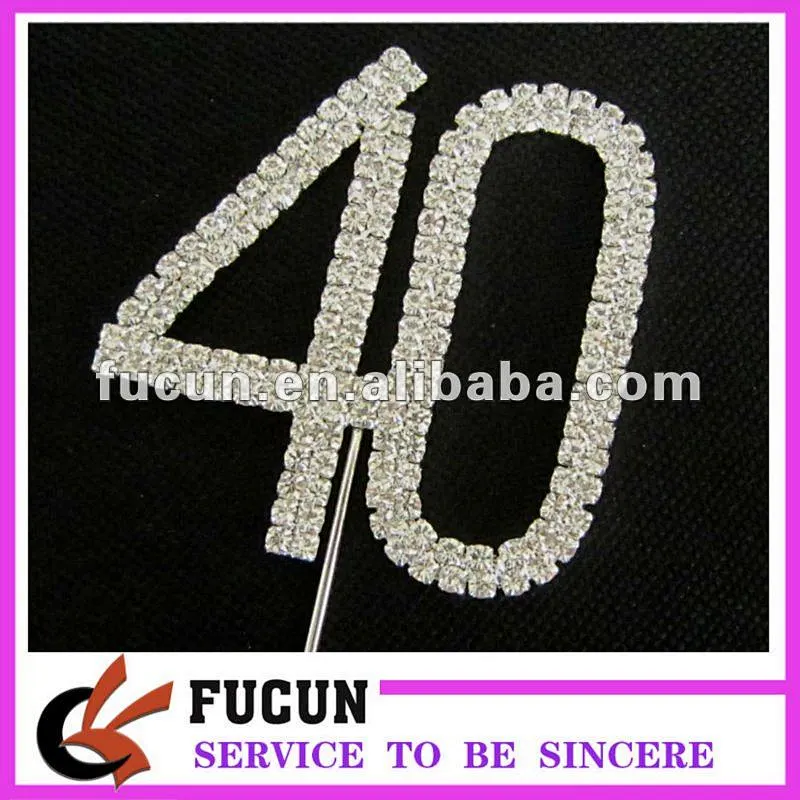 Chinese number rhinestone cake topper party supplies/handmade wedding cake topper