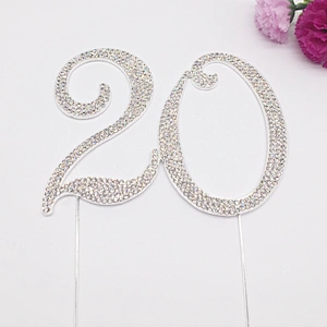 wedding ceremony day rhinestone birthday party decors number 20th cake topper