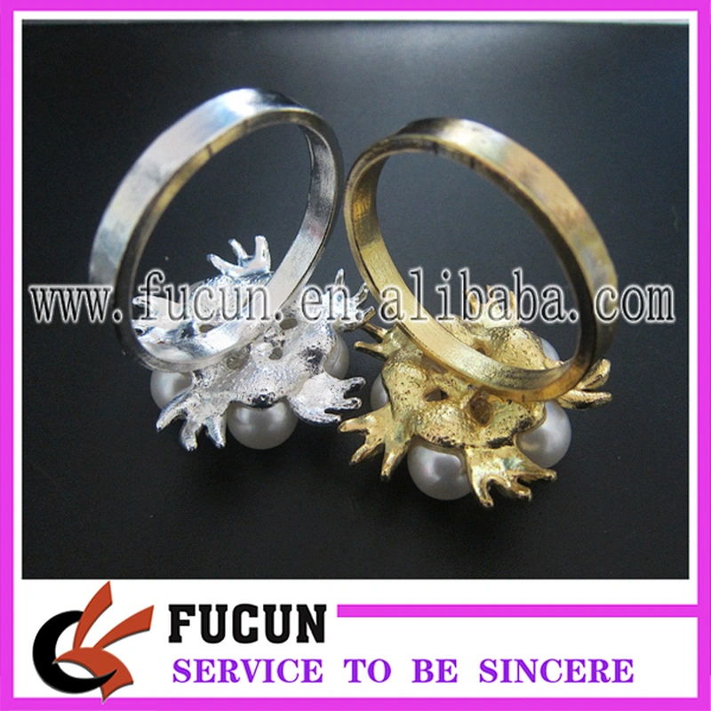 Chinese Hotel Wedding Table Plate Decorative Accessories Jeweled Pearls Napkin Ring