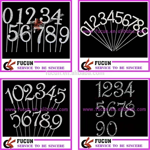 best selling items rhinestone number cake topper wedding decoration/party supplier