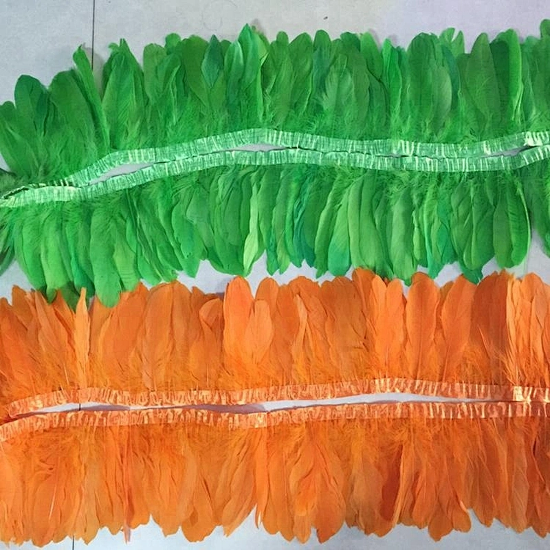 NEW Fashion Wholesale 15-20CM Width Goose Feather Dyed Yellow Fabric Strip Goose Feathers Trims