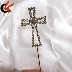 2020 New christening cake decoration gold cross crystal cake topper