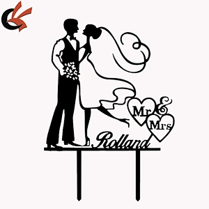 wholesale wedding decorative Bride and groom Mr and Mrs acrylic cake stand topper