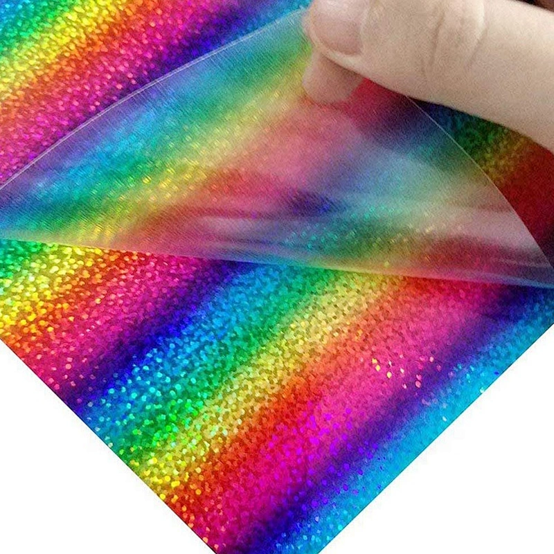 gorgeous hologram iron on rainbow holographic stripe heat transfer vinyl for garment