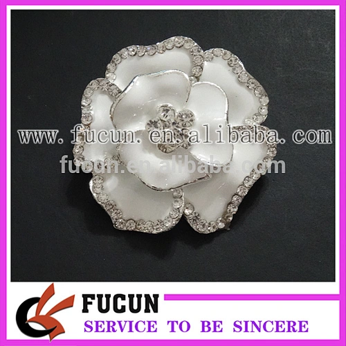 White crystal diamante wedding flower embellishment brooches for women