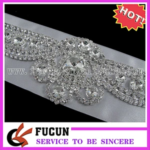 Metal Back Embellishment Bridal Crystal Rhinestone Sash Applique