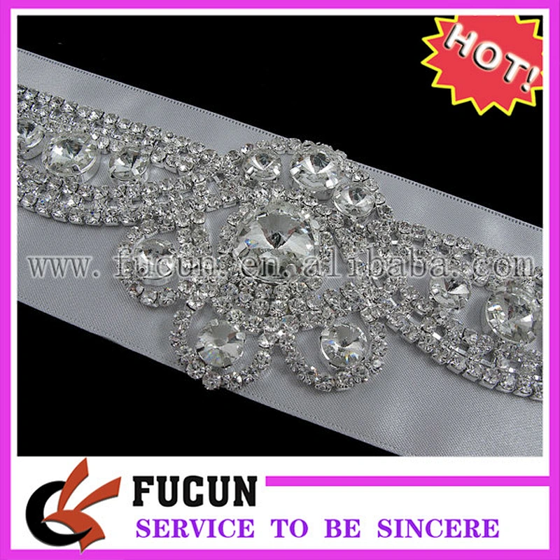 Metal Back Embellishment Bridal Crystal Rhinestone Sash Applique