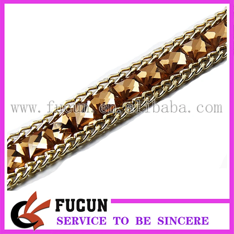 Hot Fix metal chain acrylic Crystal Rhinestone Mesh Trimming for garment,shoe,hat decoration