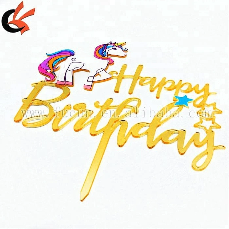 2018 New Arrival Happy Birthday Unicorn Acrylic Cake Topper