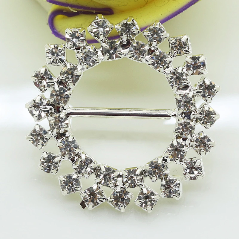wholesale gold diamante rhinestone buckles for invitation ribbon slider
