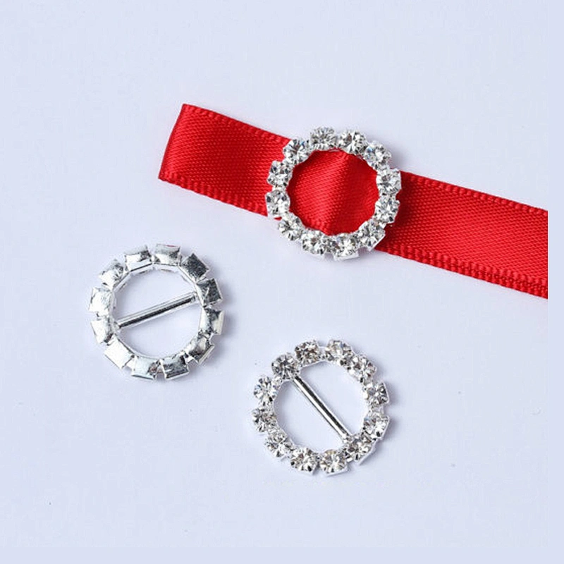 Simple Round Marquise Rhinestone Crystal Wedding Sash Ribbon Slider Belt Buckle