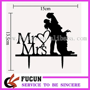 China wholesale wedding couple Mr and Mrs black acrylic cake topper
