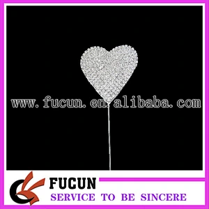 shine rhinestone heart shape wedding cake toppers wholesale