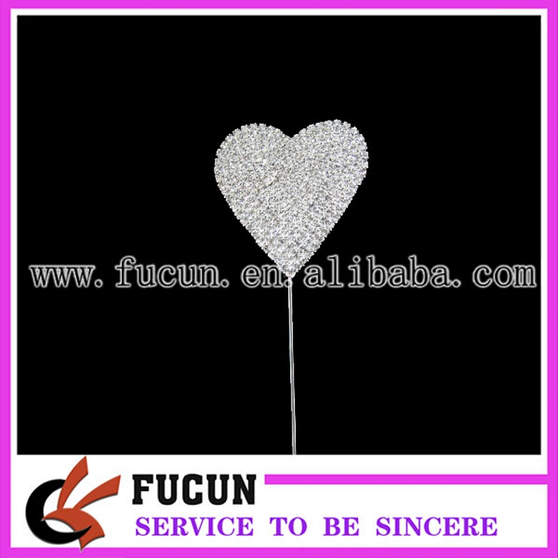 shine rhinestone heart shape wedding cake toppers wholesale