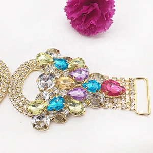 New Customized Top Quality Colored Jewelry Crystal Rhinestone Two Layered Glass Stone Bikini Connector
