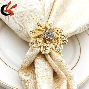 gorgeous gold metal crystal rhinestone napkin rings for wedding