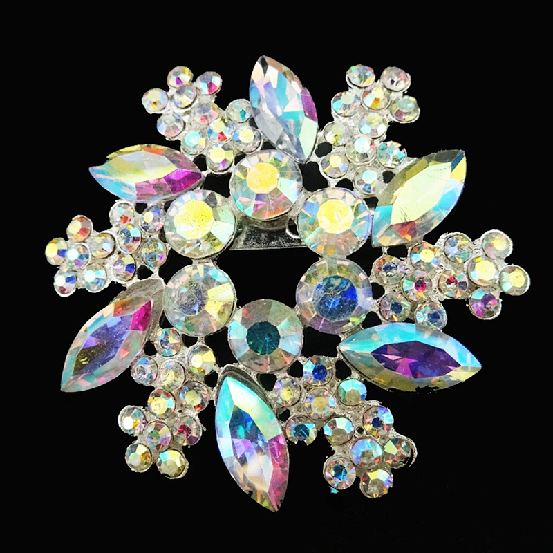 55mm Handmade Wholesale DIY Crystal AB Wreath Rhinestone Floral Bouquet Brooch Pin