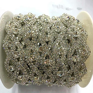 China factory crystal decoration bridal glass rhinestone trim chain for fashion jewelry decoration