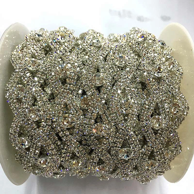 China factory crystal decoration bridal glass rhinestone trim chain for fashion jewelry decoration