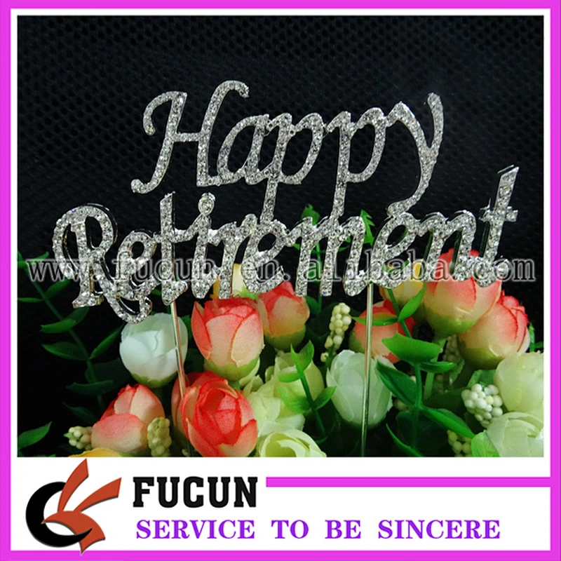Party Favor supplier rhinestone Happy Retirement cake topper