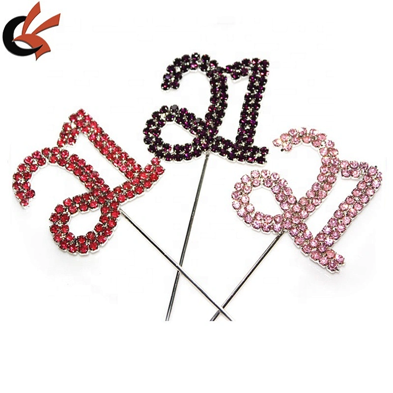 colorful rhinestone number 21 pick 21st birthday cake topper