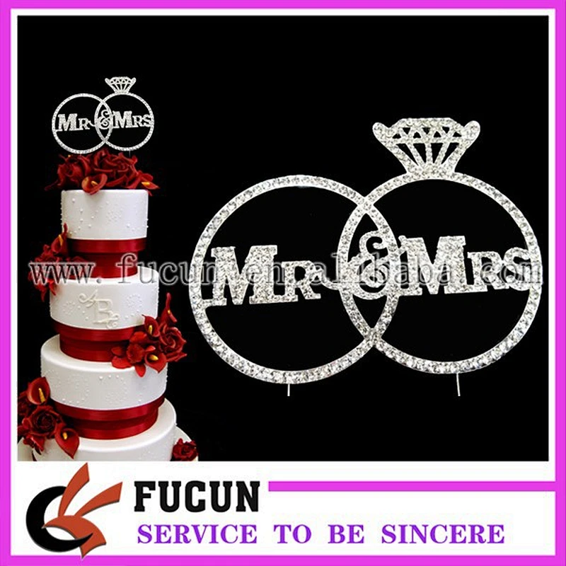 New Rhinestone Diamante Crystal Rhinestone Wedding Mr & Mrs Bling Cake topper