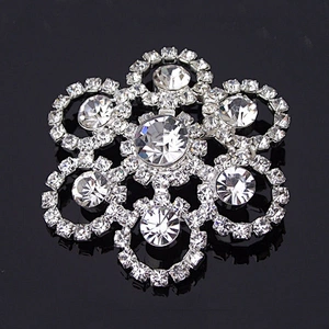 Top Quality Diamante Flower Bouquet Jewelry Crystal Silver Decorative Brooches