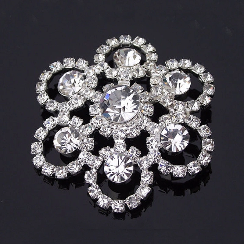 Top Quality Diamante Flower Bouquet Jewelry Crystal Silver Decorative Brooches