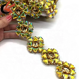 New large size Yellow AB gold rhinestone trimming for carnival decoration