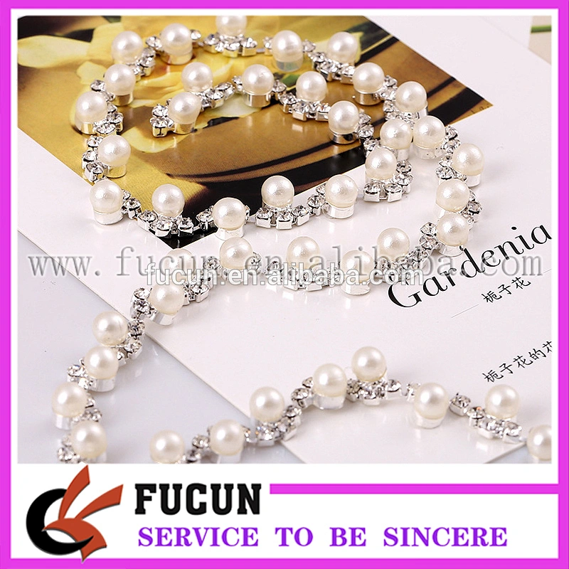 costume applique silver pearls rhinestone trims