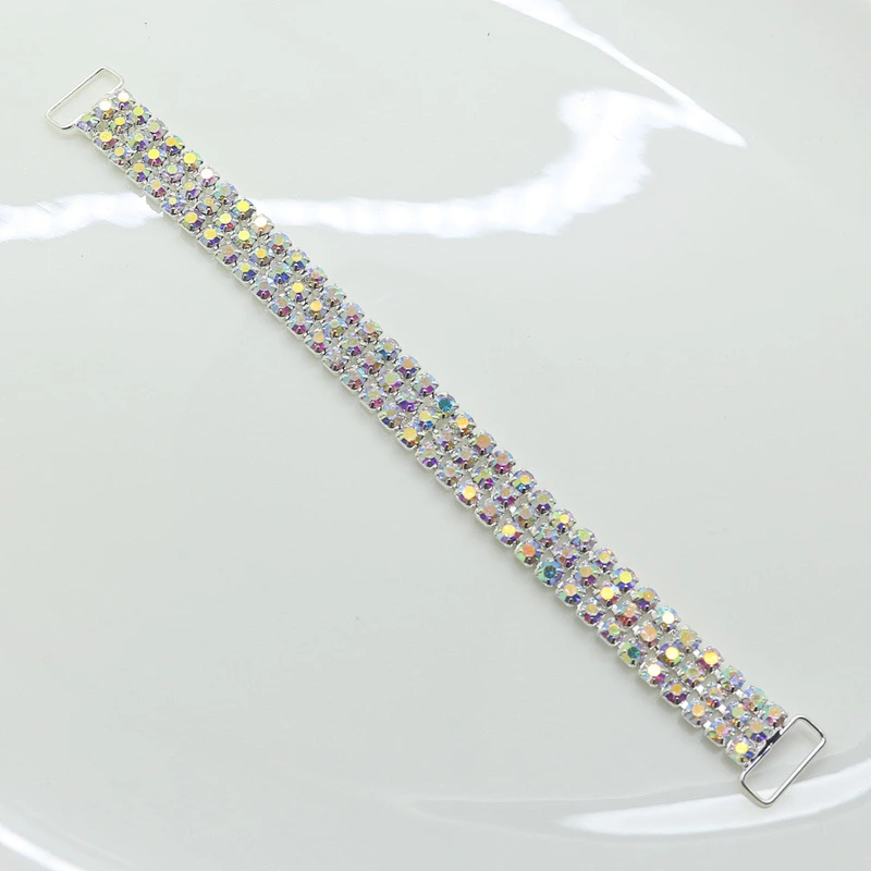 Factory High quality AB Crystal Color 165MM 3 Rows Charm Chain bikini Connector