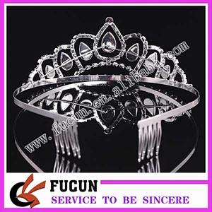 Fashion tall pageant crown tiara large bridal colored rhinestone crown diamante jewelry Miss World tiara
