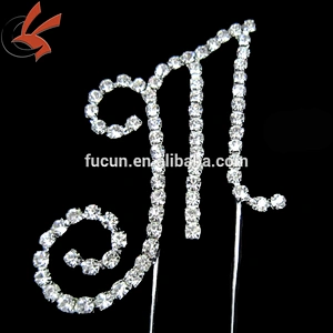 New BLING SILVER Rhinestone Crystal Monogram Wedding CakeTopper