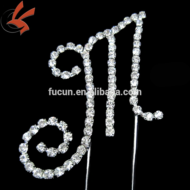 New BLING SILVER Rhinestone Crystal Monogram Wedding CakeTopper