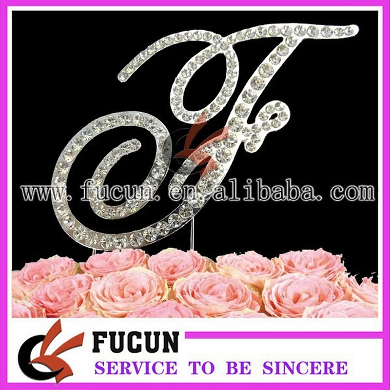 hot sale diamond cake topper metal monogram letters