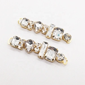 Custom Latest Design 7cm Glass Material Gold Bikini Crystal Connector Bikini Suit Connector