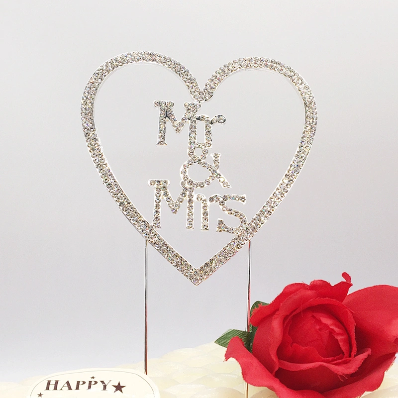Wedding Event Party Supplier Cake Decorations Heart Shaped Design Mr & Mrs Frozen Wedding Cake Topper