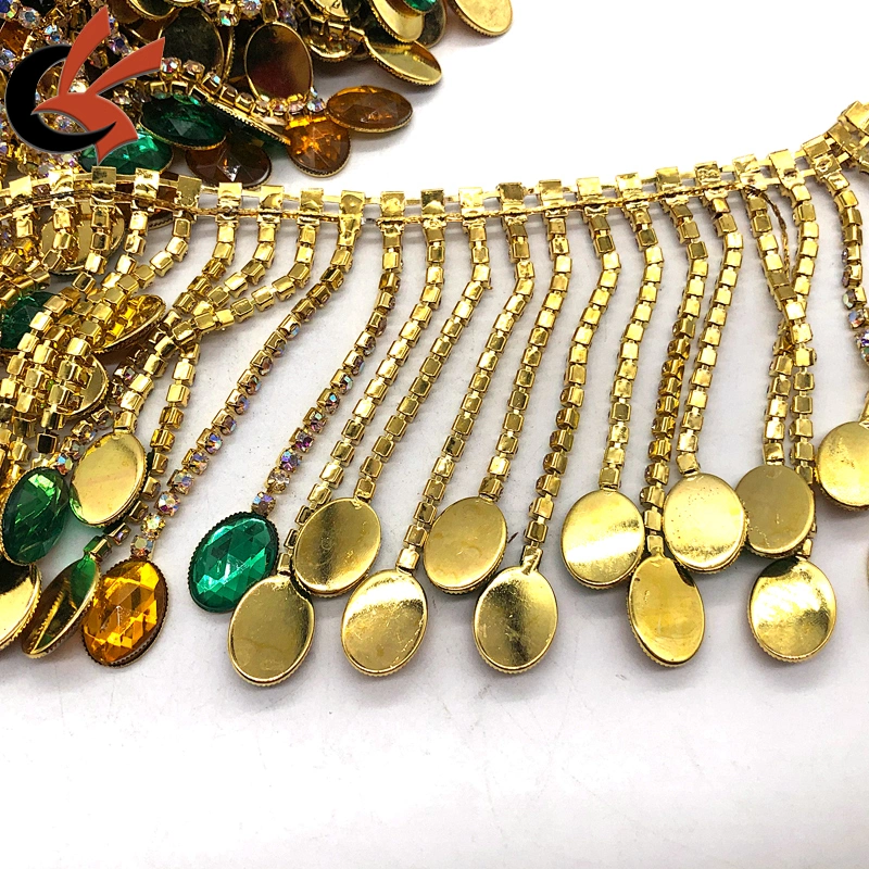 Carnival Rhinestone Fringe Chain Rhinestone Tassels Trim Cup Trim