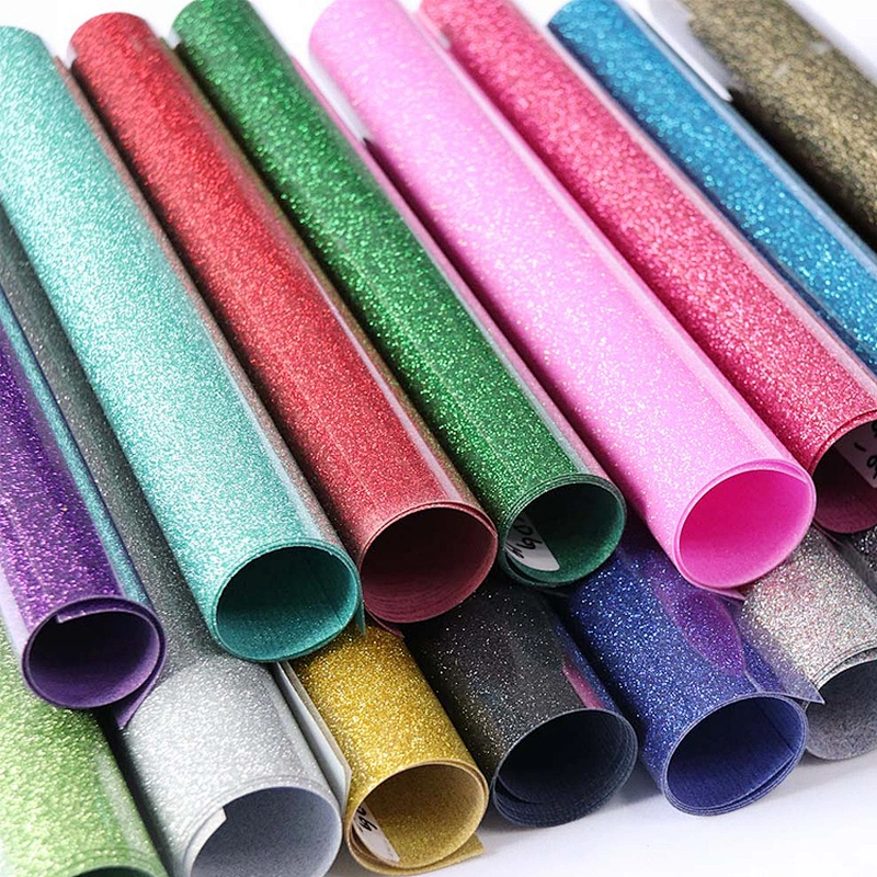 Wholesale Korea Quality Glitter Heat Transfer Press Vinyl Film Rolls Heat Transfer Glitter Vinyl