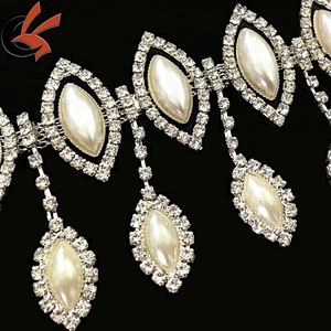 wedding decoration Pearl and Rhinestone Pendent chain trimming