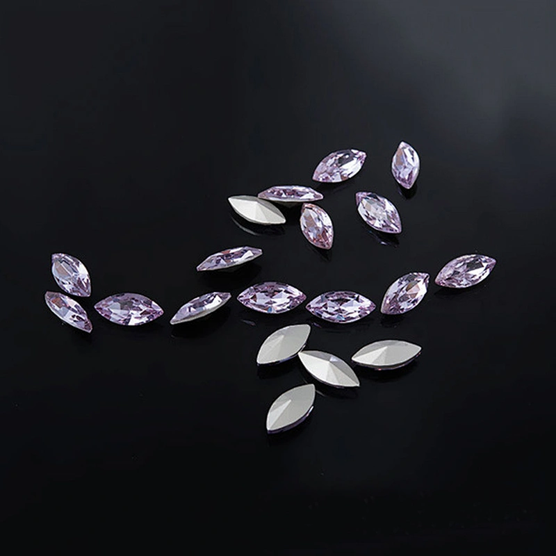 wholesale eye shaped colored loose crystal silver foil point back glass jewelry gemstone