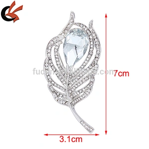 2018 fashion leaf rhinestone brooch for garment or necklace decoration