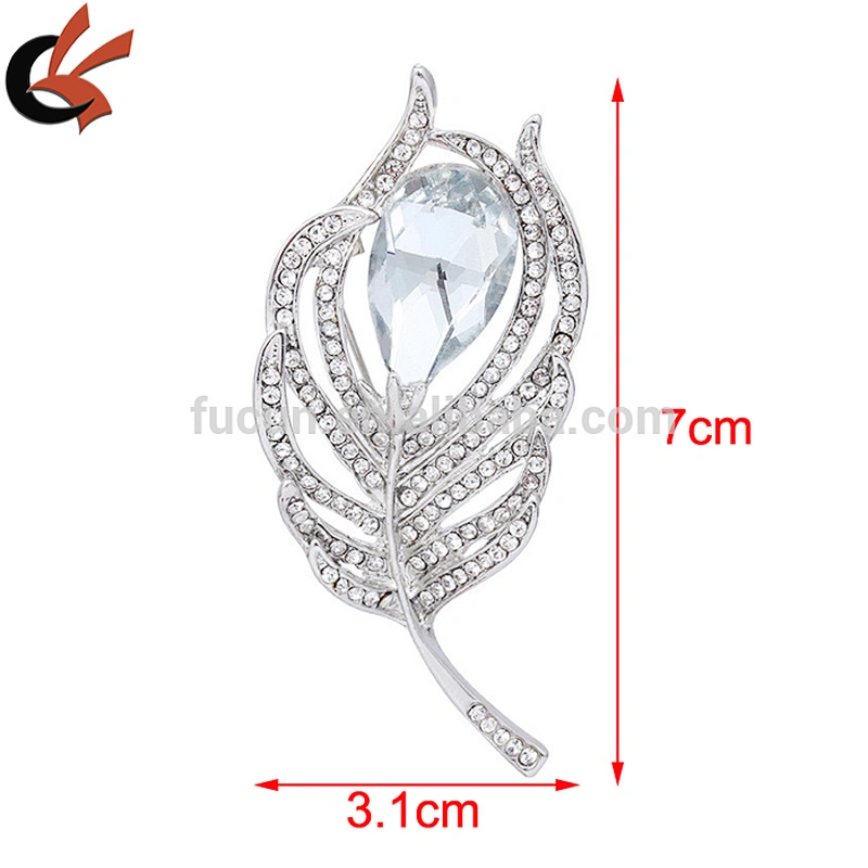 2018 fashion leaf rhinestone brooch for garment or necklace decoration