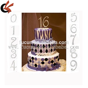 Sweet 15 Quinceanera Silver Crystal Rhinestone Cake Topper Birthday Party Favor