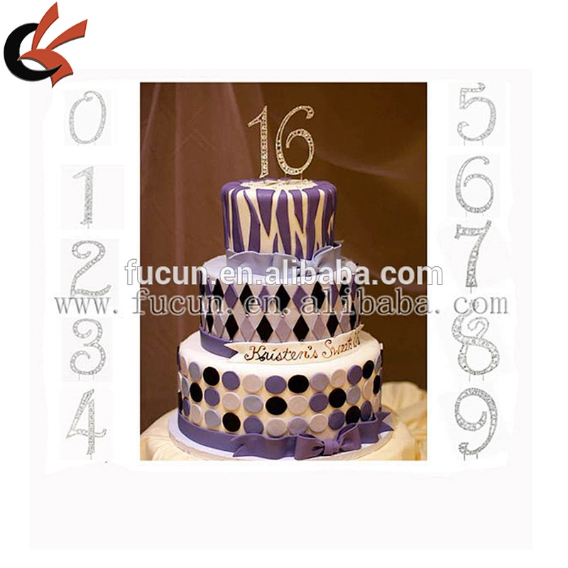 Sweet 15 Quinceanera Silver Crystal Rhinestone Cake Topper Birthday Party Favor